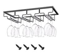 Rack per Calici, Porta Bicchiere da Vino Sospeso, Supporto per Calice, Portabicchieri a 4 File, 4 File di Supporto per Bicchieri da Vino, Con Viti Montaggio, Alta Capacità, per Banconi Bar, Cucine