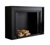 Rack per caminetto Cornice decorativa for camino moderno con mensola del camino moderno(Nero,M)