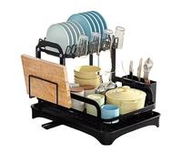 Rack per piatti - Stand di essiccazione multilivello per bancone cucina organizzatore di backup dello spazio con portautensili, drenatore per ciotola, tazza, tazza, posate, ap