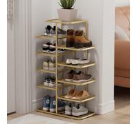 Rack per Scarpe d'oro, 3-10 ripiano Verticale in Metallo Stretto di Livello con scaffali Regolabili, Torre di stoccaggio a Doppia Fila di Grande capacità per Ingresso e Armadio