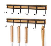 Rack per utensili da cucina - 2 set di supporti da cucina più importante | Rack per utensili da parete di backup dello spazio con 6 ganci per