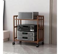 Rack stereo per la casa, rack audio HiFi mobile,mobiletto portaoggetti per supporti audio e video con ripiani regolabili in altezza e ruote,rack audio per casa,ufficio(Brown,19.7*14.9*62.2in)