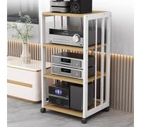 RackMobile AV Multimedia RackMobile Corner Audio Stand per lettore DVD e amplificatore Ripiani regolabili a 4 livelliElegante finitura in noce Centrotavola Home Theater