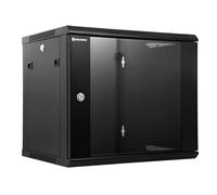 RackPath 9U Performance Wall Mount Server Cabinet Network Rack Enclosure - Ventola di raffreddamento silenziosa, porta in vetro di bloccaggio, nero