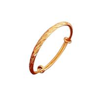 Rackumic Bracciale in rame elettrolitico con quadrifoglio dorato | Materiale in lega di rame, finitura oro elettrolitico, motivo quadrifoglio, vestibilità push-pull regolabile