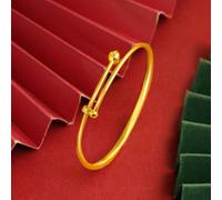 Rackumic Bracciale in rame elettrolitico con quadrifoglio dorato | Materiale in lega di rame, finitura oro elettrolitico, motivo quadrifoglio, vestibilità push-pull regolabile