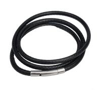 Rackumic Collana in pelle nera con corda da 3 mm, lunghezza da 40,6 a 66 cm | Materiale in pelle PU, chiusura in acciaio inox, spessore 3 mm, finitura nera elegante, chiusura sicura