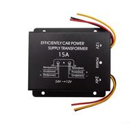 Rackumic Convertitore di potenza per auto, da 24 V a 12 V, inverter step-down, alloggiamento in metallo da 30 A, con protezione da corto circuito, per camion e veicoli, nero (15A)