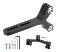 Rackumic Estensore per manubrio della bici per barra integrata con supporto luce e adattatore per fotocamera, in lega di alluminio lavorato a CNC, nero, 9 x 1,6 x 0,63 cm, per Garmin per BRYTON per