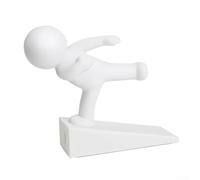 Rackumic Fermaporta decorativo in plastica antiscivolo, morbida protezione per pavimenti e porte, carino per uso domestico, lavabile, 10,3 x 4,5 x 10 cm, bianco grigio (bianco)