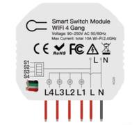 Rackumic Modulo di controllo della luce WiFi a 4 vie per app Tuya Life Telecomando wireless compatibile con ALEXA Rocker Reset Interruttori Funzione di Memoria Bianco