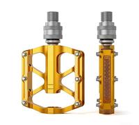 Rackumic Pedale per bicicletta a sgancio rapido con 3 cuscinetti in lega 6061, punte antiscivolo, 73,5 x 122 mm, per Brompton pieghevole da strada e mountain bike, colore nero (oro)