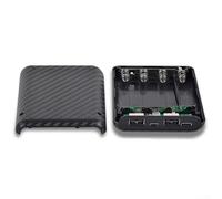 Rackumic Scatola per batterie a 4 slot per celle a testa piatta con tipo C e ingresso doppia uscita USB 5V 2.4A alimentatore fai da te per casa ufficio rosso (nero 5 V 2,4 A)