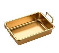 Rackumic Vassoio quadrato in acciaio inox, confezione da 2 pezzi, materiale 304, 15,4 x 11,3 x 3,5 cm, naturale, per snack, dessert, pollo fritto in hotel e caffè a casa