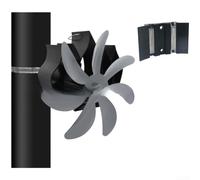 Rackumic Ventola magnetica per camino alimentata a calore, per stufa a legna con struttura in alluminio anodizzato, flusso d'aria 203 CFM, funzionamento silenzioso sotto i 35 dB, per riscaldamento