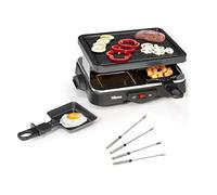 Raclette - Barbecue per feste con forchette teppan per 4 persone, piccolo grill da tavolo rettangolare, 500 Watt