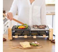 Cecotec Cheese&Grill 8200 Raclette in legno 1200 W, superficie grill, 8 pentole singole, termostato regolabile, design rimovibile