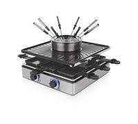 Princess Raclette e Fonduta 5-in-1, 8 Persone, Doppio Termostato, Pentola 1,3 L, Rivestimento PFAS-Free, Parti Removibili, 1800 W, 162670