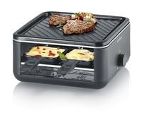 SEVERIN Raclette grill RG 2360 – 4 padelle antiaderenti, click-stow, 800 W, Nero