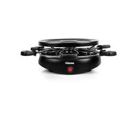 Tristar Raclette, Ø 29 cm, 800 W, per 6 Persone, per Campeggio | Piastra rimovibile in acciaio stampato, Rivestimento antiaderente, 3 forme integrate, Piedini antiscivolo, RA-2998