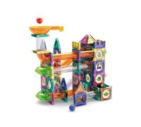 Racocou 125 pezzi di mattoncini magnetici con scivolo a palle, giocattolo educativo da assemblare a tubo, labirinto 3D con percorso a sfera, regalo di compleanno per ragazzi e ragazze