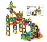 Racocou 160 pezzi di mattoncini magnetici con scivolo a palle, giocattolo educativo da assemblare a tubo, percorso a labirinto 3D con palline, regalo di compleanno per ragazzi e ragazze