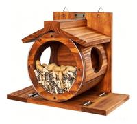 Racocou Alimentatore per Scoiattoli con Coperchio Sollevabile Grande in Legno Massello Impermeabile Durevole Decorativo da Esterno per Giardino E Cortile Perfetto per L'uso Durante Tutto L'Anno