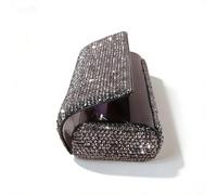 Racocou Elegante con diamanti, custodia per occhiali in pelle portatile, scintillante e resistente alla pressione, conservazione raffinata, adatta alla maggior parte degli occhiali comuni,Grigio