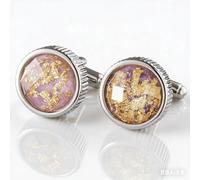 Racocou Gemelli alla francese, uomo, dorati con granuli, cristallo trasparente a cupola, gemelli di alta moda per camicia da uomo, confezione regalo,Ottone