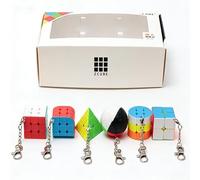 Racocou Set di sei mini cubi di Speed, set di sei portachiavi, gadget antistress e puzzle da tasca