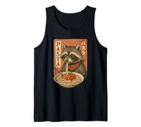 Racoon Eating Pasta Noodles Kawaii Anime Carino Retro Procione Canotta