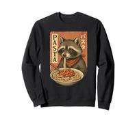 Racoon Eating Pasta Noodles Kawaii Anime Carino Retro Procione Felpa