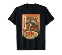 Racoon Eating Pasta Noodles Kawaii Anime Carino Retro Procione Maglietta
