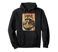 Racoon Eating Ramen Noodles Kawaii Anime Cute Retro Procione Felpa con Cappuccio