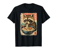 Racoon Eating Ramen Noodles Kawaii Anime Cute Retro Procione Maglietta