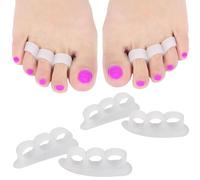 Raddrizza Dita Dei Piedi, Cuscinetti a Sollievo [4 pz] Per Sovrapposizione Toes separates-Dita Incrociate e Più & di Dita a Martello & Toe Artiglio Alluce Valgo Correttore (3 fori bianco)