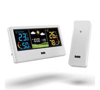 Raddy WF-55C Wireless Stazione Meteo Interna Esterna Termometro Igrometro Display a Colori Previsioni Meteo con Sensore Extra per Uso Domestico (Bianco)