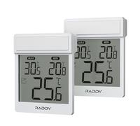 Raddy WT-1 - Termometro da finestra con LCD trasparente, IP44, resistente alle intemperie, set di dati Max/Min, termometro digitale a batteria per interni ed esterni, ideale per finestre serre, set da