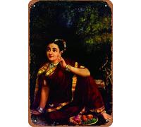Radha Waiting For Krishna In Kunjavan Targa in metallo retrò decorazione da parete per casa, cancello, giardino, bar, ristoranti, bar, uffici, negozi, pub, club, regalo, 30,5 x 20,3 cm