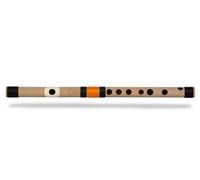 Radhe Flutes | B Natural - Bansuri medio per mancini, nero e arancione, sintonizzato con Tanpura A = 440 Hz, flauto in PVC + lezioni di flauto hindi e inglese