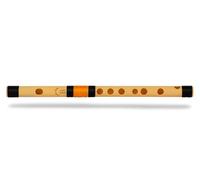 Radhe Flutes | B Natural - Bansuri medio per mancini | nero e arancione | sintonizzato con Tanpura A = 440 Hz | senza piastra per labbra | flauto in PVC + lezioni di flauto hindi e inglese