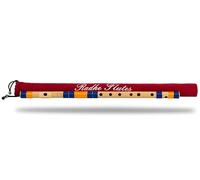 Radhe Flutes Bansuri medio per destrorsi, in Do Sharp, blu scuro e arancione, sintonizzato con Tanpura A = 440 Hz, flauto in PVC + copertura in velluto + lezioni di flauto hindi e inglese