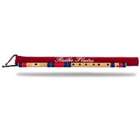 Radhe Flutes Bansuri medio per destrorsi, in Do Sharp, blu scuro e rosso, sintonizzato con Tanpura A = 440 Hz, flauto in PVC + copertura in velluto + lezioni di flauto hindi e inglese