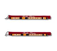 Radhe Flutes | Confezione combinata | Bansuri in fibra di PVC | C naturale e C Sharp | per destrorsi | Flauto beige con fili neri e arancioni | Realizzato a mano da Tej Sharma