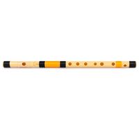 Radhe Flutes | E Natural Right Hand Middle Bansuri | Nero & Arancione | Tuned con Tanpura A = 440Hz | Flauto in PVC + lezioni di flauto hindi e inglese