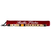 Radhe Flutes | G Sharp Bansuri medio per mancini | nero e arancione | accordato con Tanpura A = 440Hz | flauto in PVC + copertura in velluto + lezioni di flauto hindi e inglese