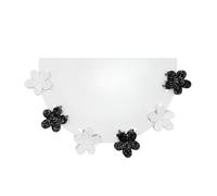 Radhu & Kabby Fermagli glitterati bianchi e neri, mini accessori per capelli a forma di fiore con presa forte, perfetti per tutti i giorni, look per feste e regali di ritorno, confezione da 6 per