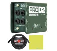 Radial DI Box PROD2 - Box stereo passivo con cavo per microfono XLR Pig Hog da 3 m e panno per la pulizia, scatole di eliminazione del ronzio per strumenti, scatola passiva realizzata per tastiere