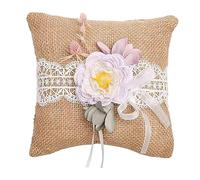 RadianceBiz Cuscino Portafedi Nuziali Cuscino Anelli Cerimonia Cuscino Portagioie Cuscino Anelli Matrimonio con Fiocchetto E Dettaglio Floreale Adatto, Viola Chiaro
