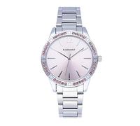 Radiant - Collezione Shiny Pastels - Orologio analogico e automatico. Orologio da polso per donna. Bracciale in argento con quadrante rosa e pietre rosa sulla lunetta. 3 ATM. 38 mm.